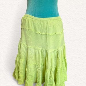 Vintage Planet Gold light green midi skirt 100% cotton size medium boho bohemian